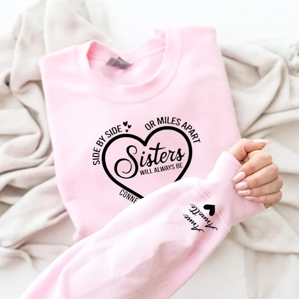 Chillever Personalized Embroidered Sisters Hoodie, Personalized Sister Embroidered Hoodie, Sisters Matching Hoodies