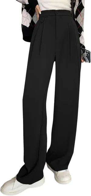 Cicy Bell Women's High Waisted Work Pants Pleated Office Casual Straight Leg Dress Pants Trousers with Pockets