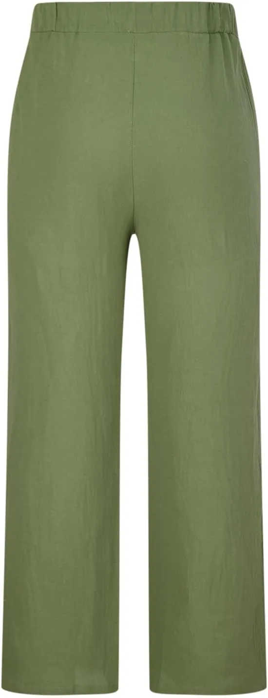 Cotton Linen Pants for Men Drawstring Wide Leg Trousers Elastic Waist Summer Lightweight Lounge Pants Trendy Pants
