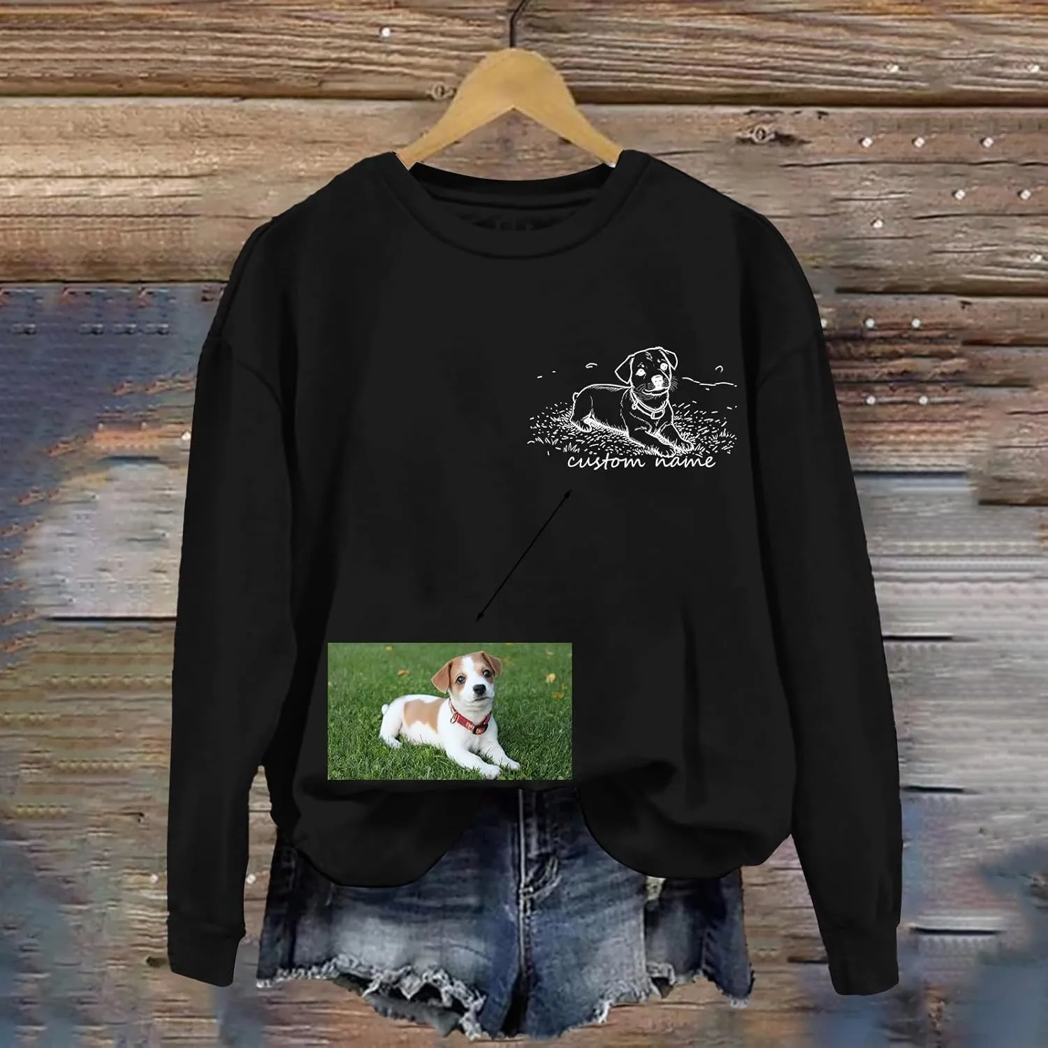 Custom Dog Mom Sweatshirt Women Personalized Pet Portrait Sweatshirts Design Your Own Casual Crewneck Pullover Tops