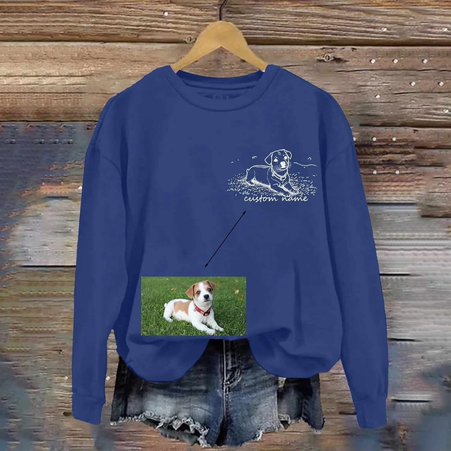 Custom Dog Mom Sweatshirt Women Personalized Pet Portrait Sweatshirts Design Your Own Casual Crewneck Pullover Tops