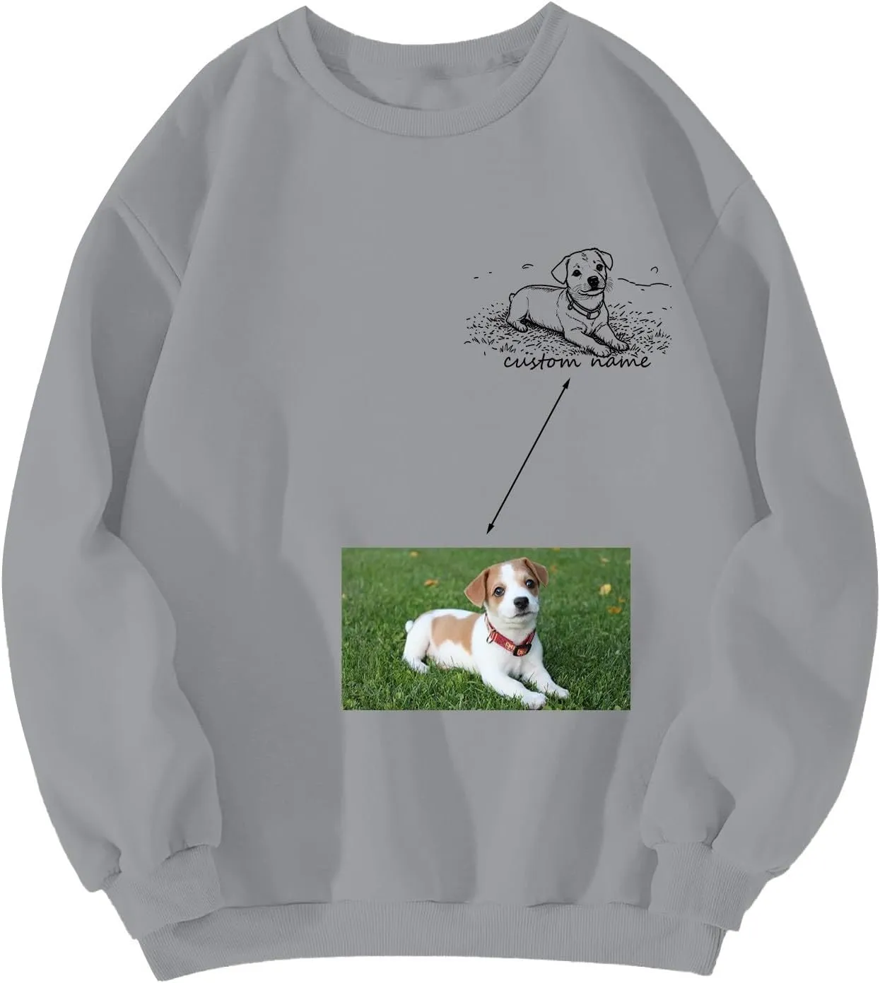 Custom Dog Mom Sweatshirt Women Personalized Pet Portrait Sweatshirts Design Your Own Casual Crewneck Pullover Tops