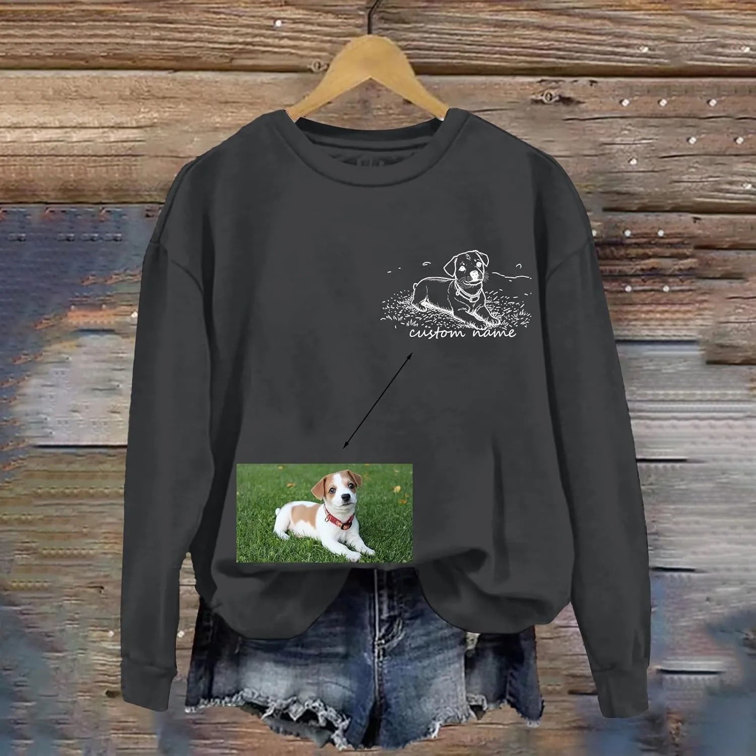 Custom Dog Mom Sweatshirt Women Personalized Pet Portrait Sweatshirts Design Your Own Casual Crewneck Pullover Tops