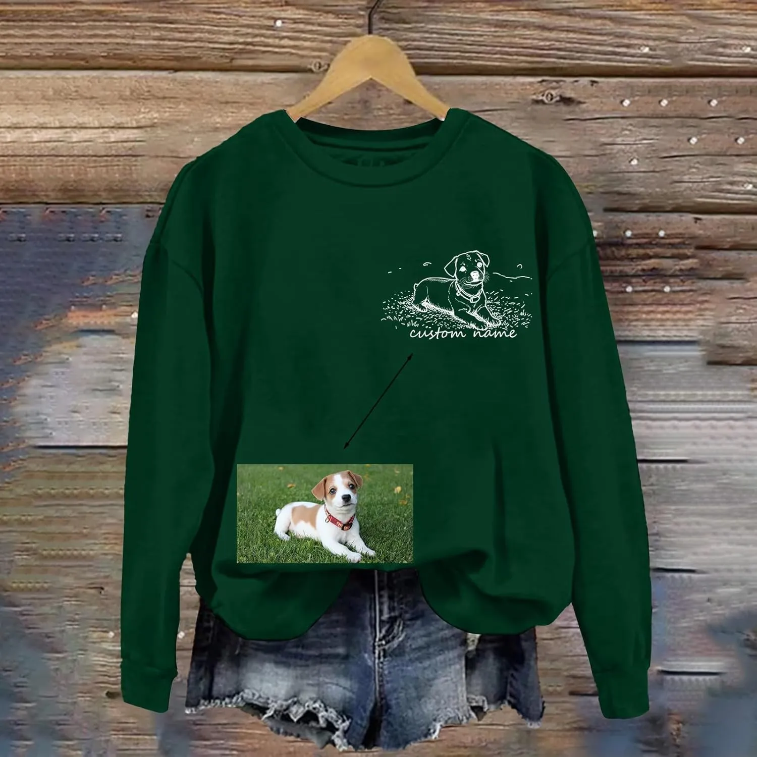 Custom Dog Mom Sweatshirt Women Personalized Pet Portrait Sweatshirts Design Your Own Casual Crewneck Pullover Tops