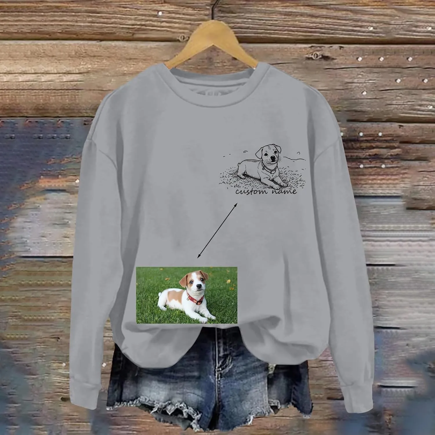 Custom Dog Mom Sweatshirt Women Personalized Pet Portrait Sweatshirts Design Your Own Casual Crewneck Pullover Tops