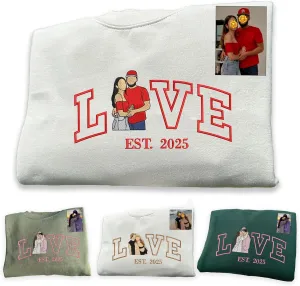 Custom Embroidered Boyfriend and Girlfriend Sweatshirts With Photo, Embroidered hoodies for couples, Customized hoodies for couples, Couples sweatshirt, Anniversary hoodie, Girlfriend Boyfriend Gifts