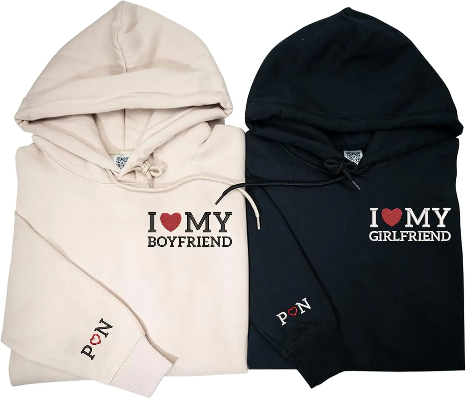 Custom Embroidered Couple Hoodies, Matching Hoodies, I Love My Girlfriend/Boyfriend, Gift for Valentines, Christmas