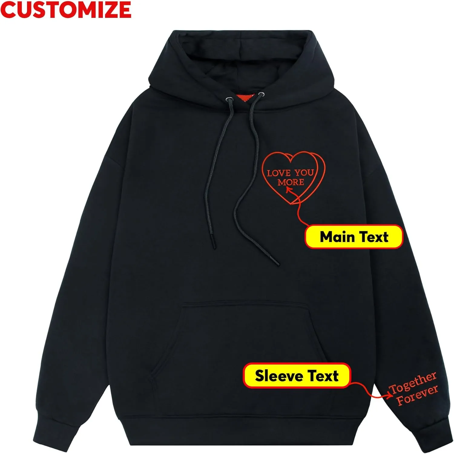 Custom Embroidered Couple Hoodies, Matching Hoodies, I Love My Girlfriend/Boyfriend, Gift for Valentines, Christmas