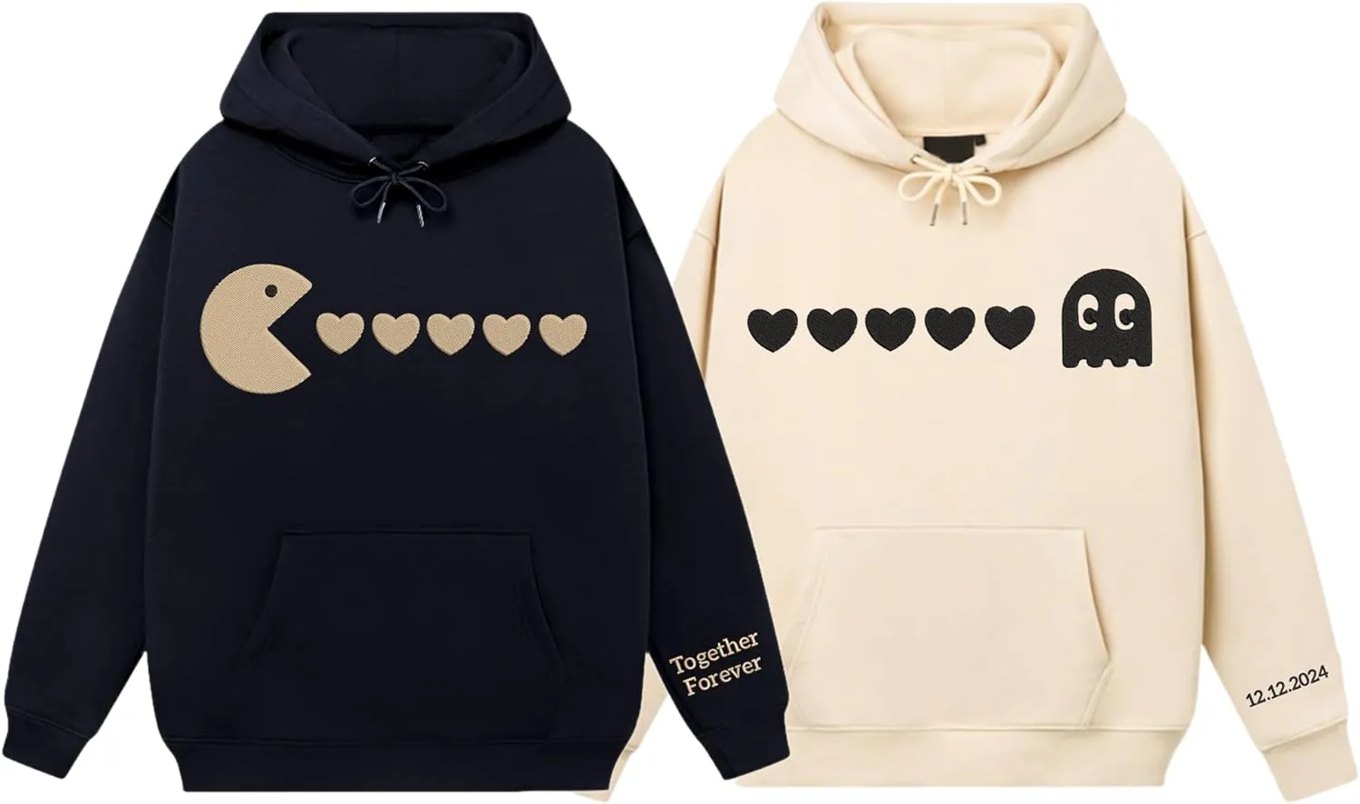 Custom Embroidered Couple Hoodies, Matching Hoodies, I Love My Girlfriend/Boyfriend, Gift for Valentines, Christmas