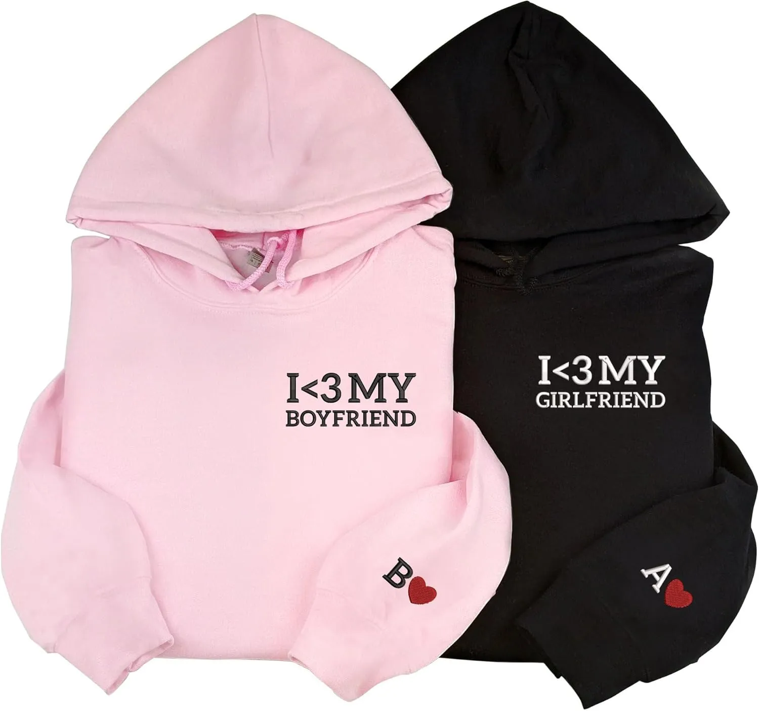 Custom Embroidered Couple Hoodies, Matching Hoodies, I Love My Girlfriend/Boyfriend, Gift for Valentines, Christmas