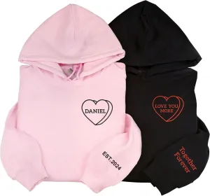 Custom Embroidered Couple Hoodies, Matching Hoodies, I Love My Girlfriend/Boyfriend, Gift for Valentines, Christmas