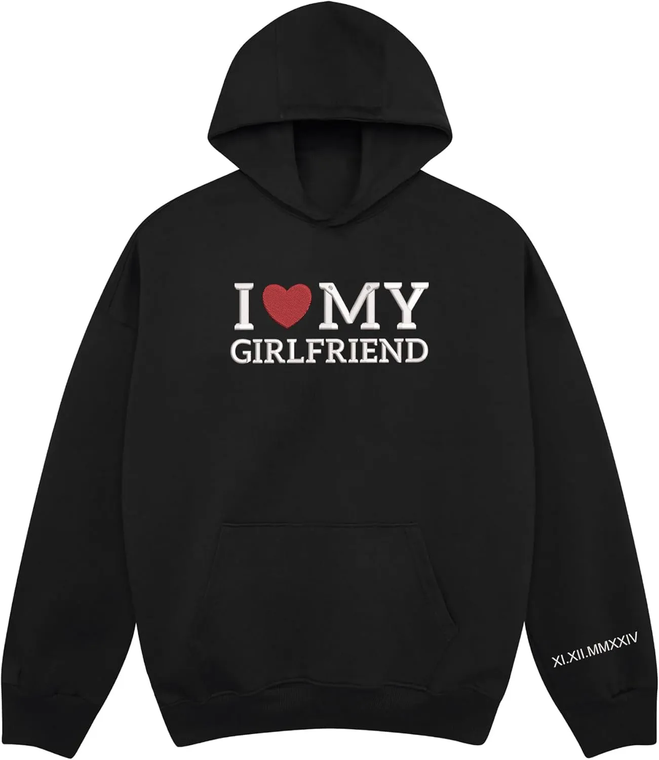 Custom Embroidered Couple Hoodies, Matching Hoodies, I Love My Girlfriend/Boyfriend, Gift for Valentines, Christmas