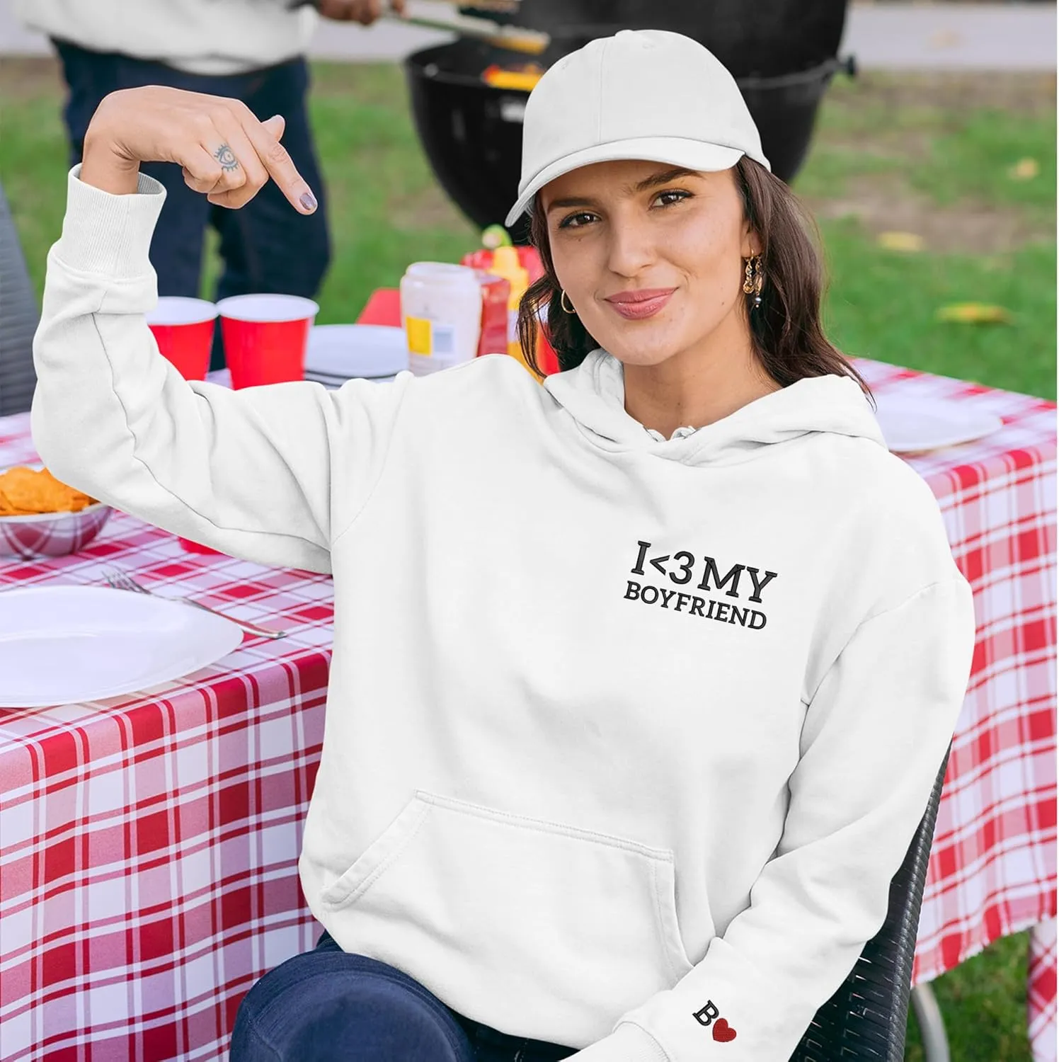 Custom Embroidered Couple Hoodies, Matching Hoodies, I Love My Girlfriend/Boyfriend, Gift for Valentines, Christmas