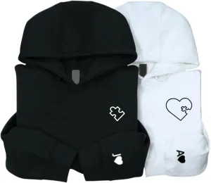 Custom Embroidered Couples Hoodies, Personalized Embroidered Roman Numeral Date Sweatshirt & Hoodie, Couples Gifts