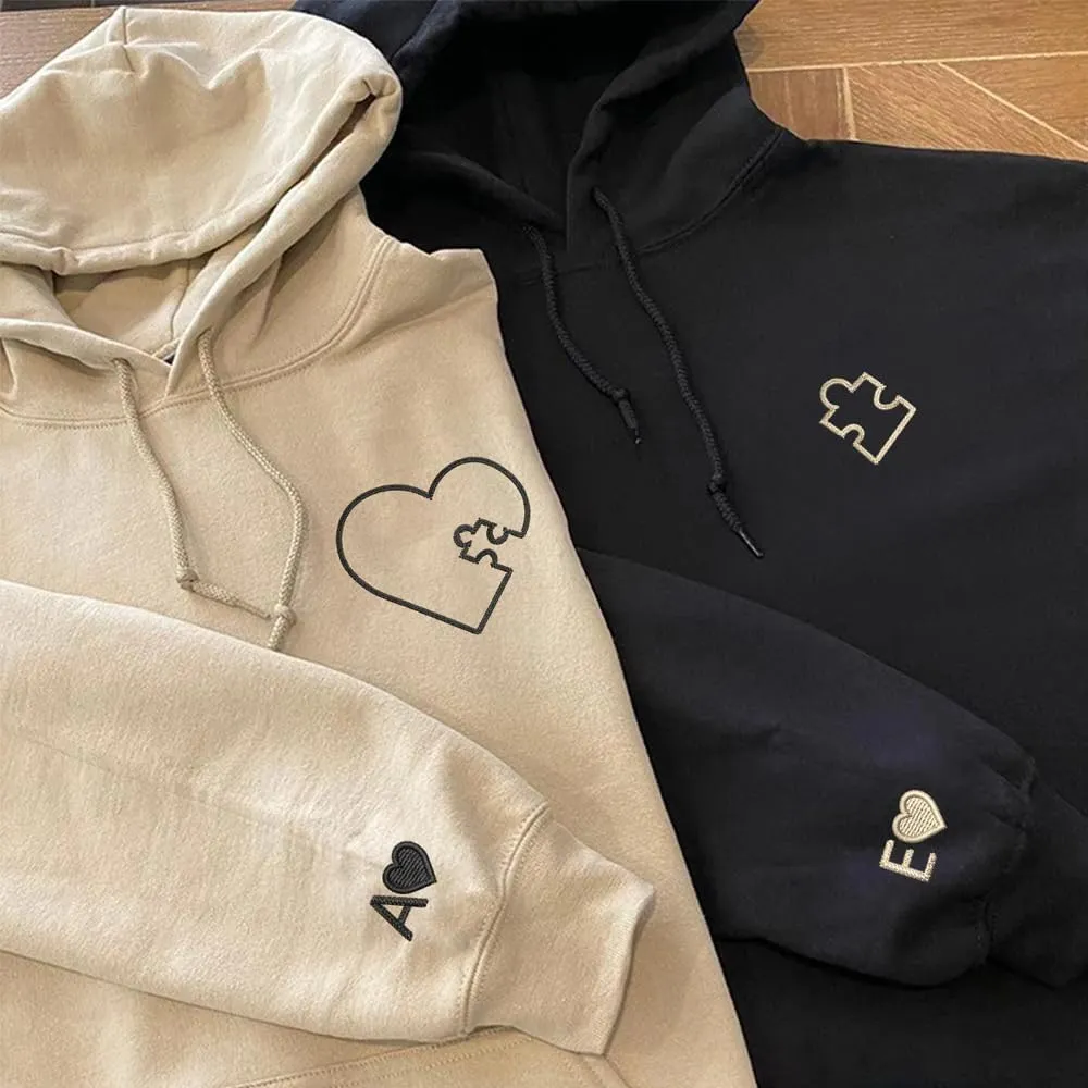 Custom Embroidered Couples Hoodies, Personalized Embroidered Roman Numeral Date Sweatshirt & Hoodie, Couples Gifts