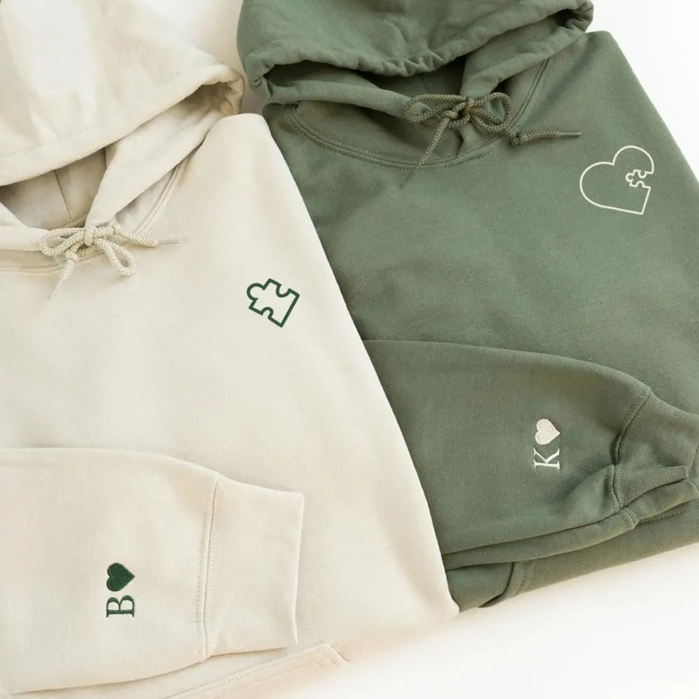 Custom Embroidered Couples Hoodies, Personalized Embroidered Roman Numeral Date Sweatshirt & Hoodie, Couples Gifts
