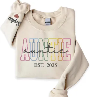 Custom Embroidered Grandma Sweatshirt, Embroidered Hoodies, Personalized Sweatshirt, Nana, Auntie, Mimi Gifts