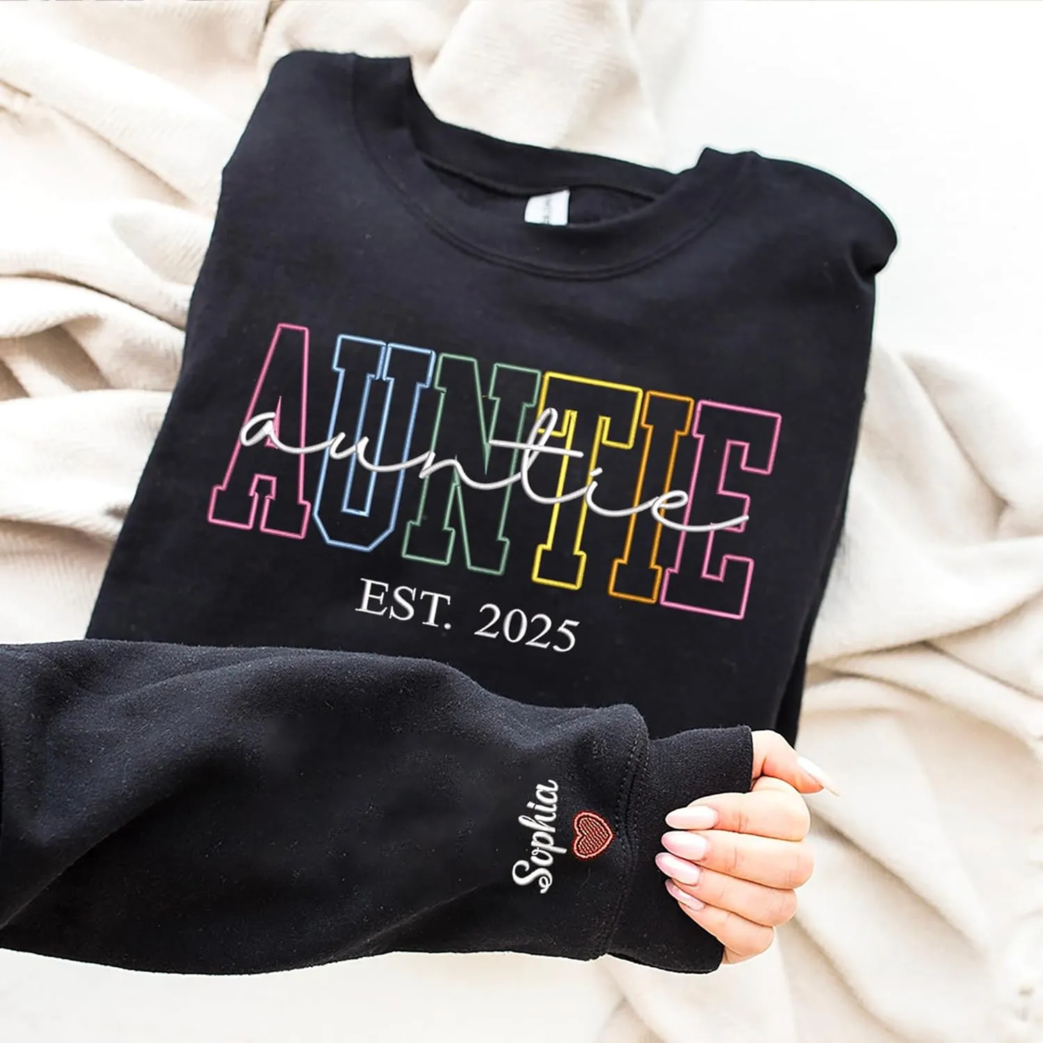 Custom Embroidered Grandma Sweatshirt, Embroidered Hoodies, Personalized Sweatshirt, Nana, Auntie, Mimi Gifts