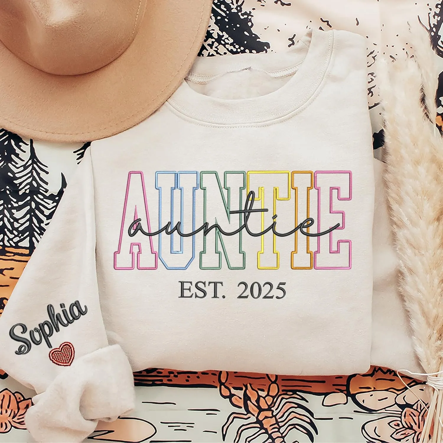 Custom Embroidered Grandma Sweatshirt, Embroidered Hoodies, Personalized Sweatshirt, Nana, Auntie, Mimi Gifts