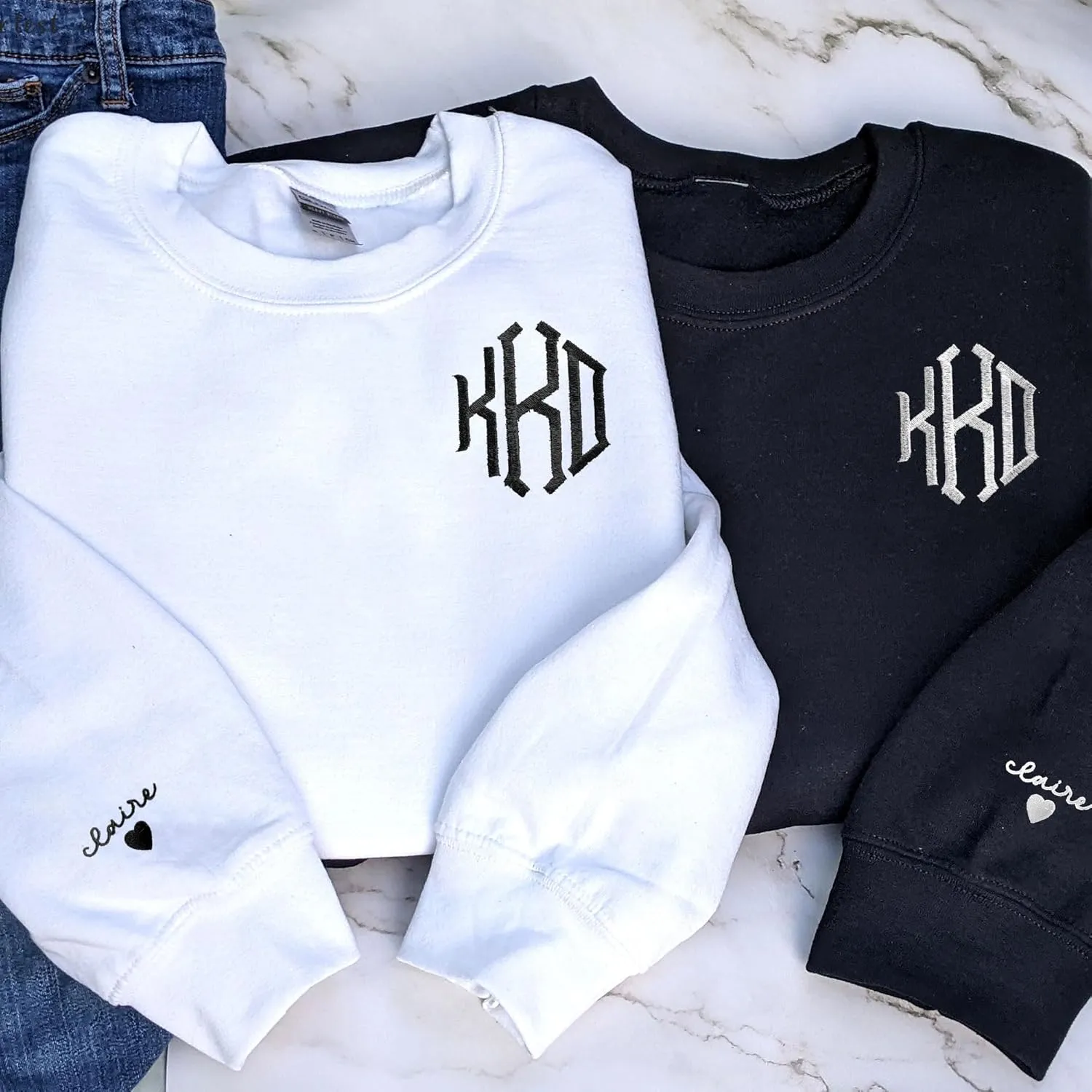 Custom Embroidered Sweatshirt - Matching Couples Hoodies, Gifts for Women, Mother's Day, Father's Day, Chrismas