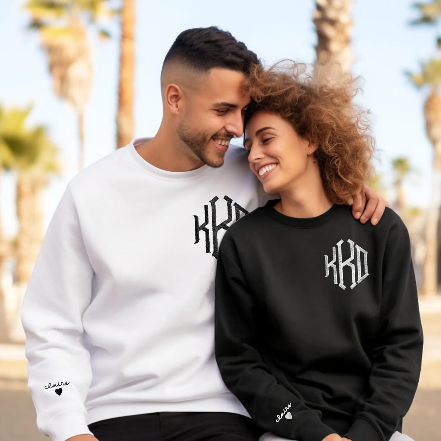 Custom Embroidered Sweatshirt - Matching Couples Hoodies, Gifts for Women, Mother's Day, Father's Day, Chrismas