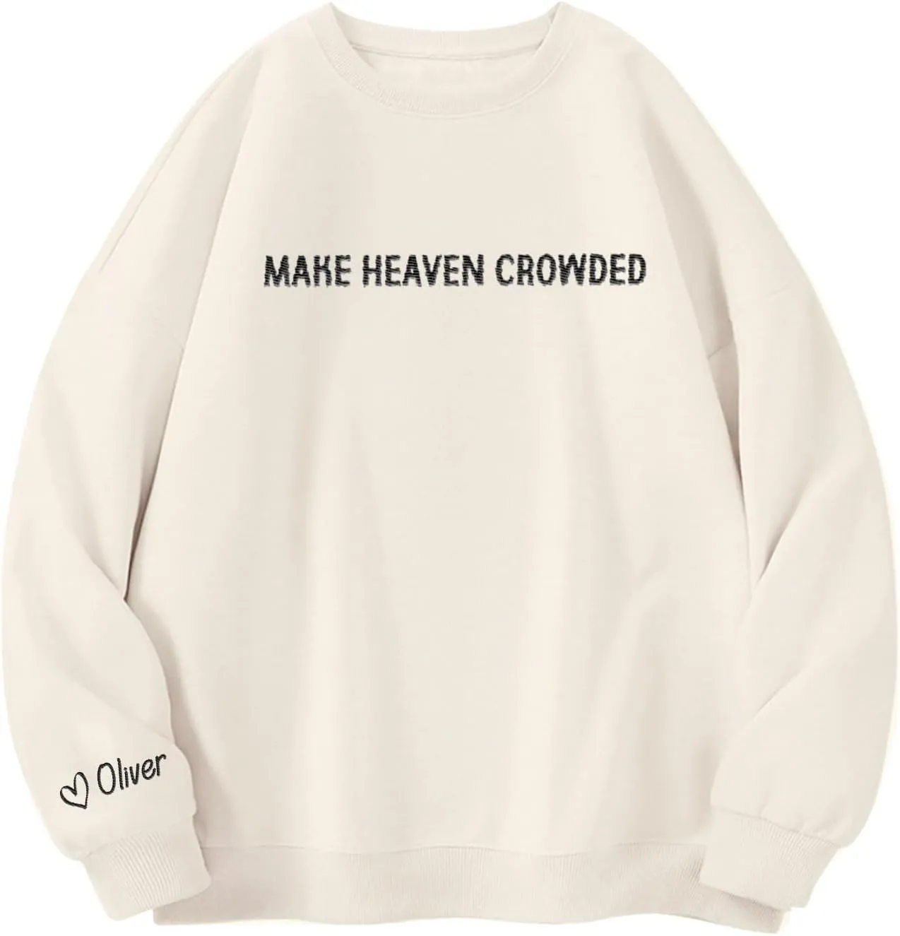 Custom Make Heaven Crowded Christian Embroidered T-Shirt Hoodie Sweatshirt, Personalized Women Faith Apparel Religious Gift