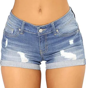 Dawery Summer Denim Shorts Women High Waisted Plus Size Ripped High Waisted Stretchy Jean Shorts Women's Summer Shorts