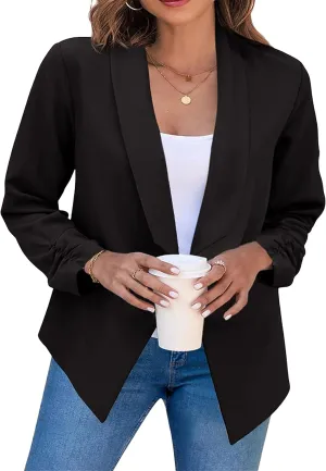 DIACACY Women’s Cropped Formal Open Front Blazer Suit Long Sleeve Loose Blazer Jacket Cardigan