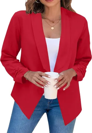 DIACACY Women’s Cropped Formal Open Front Blazer Suit Long Sleeve Loose Blazer Jacket Cardigan