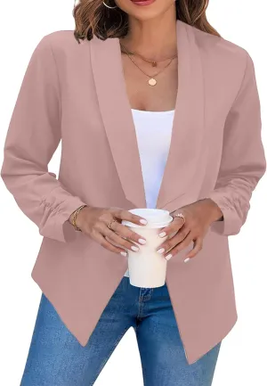 DIACACY Women’s Cropped Formal Open Front Blazer Suit Long Sleeve Loose Blazer Jacket Cardigan