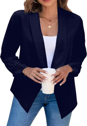 DIACACY Women’s Cropped Formal Open Front Blazer Suit Long Sleeve Loose Blazer Jacket Cardigan