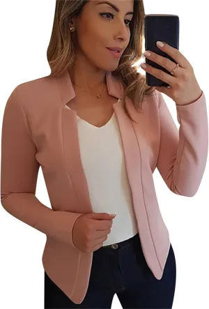 DIACACY Women’s Cropped Formal Open Front Blazers Suit Long Sleeve Slim Blazers Jacket Cardigan