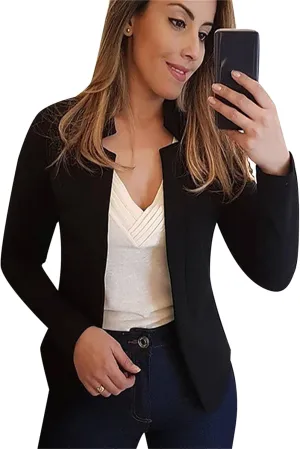 DIACACY Women’s Cropped Formal Open Front Blazers Suit Long Sleeve Slim Blazers Jacket Cardigan