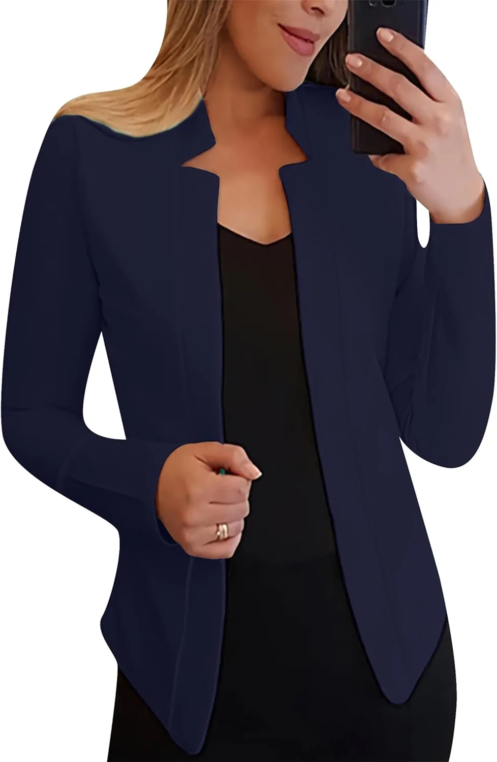 DIACACY Women’s Cropped Formal Open Front Blazers Suit Long Sleeve Slim Blazers Jacket Cardigan