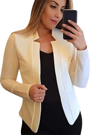 DIACACY Women’s Cropped Formal Open Front Blazers Suit Long Sleeve Slim Blazers Jacket Cardigan