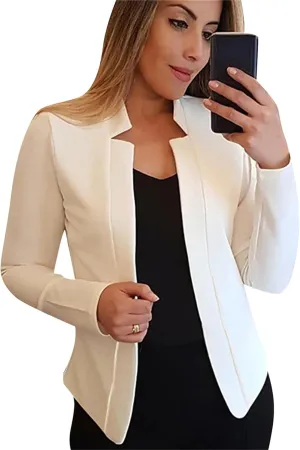 DIACACY Womens Cropped Formal Open Front Blazers Suit Long Sleeve Slim Blazers Jacket Cardigan