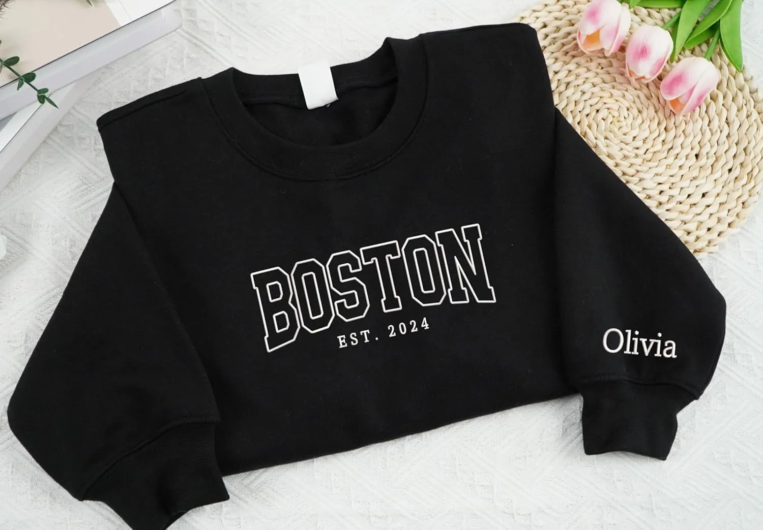 Embroidered Custom Text Shirt, Design On Your Own Sweatshirt, Personalized Embroidered Hoodies, Christmas Sweater