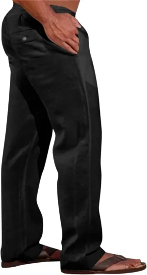 evzosrz Mens Casual Pants Loose Fit Elastic Waist Lightweight Drawstring Straight Pant Beach Yoga Fall Solid Trousers