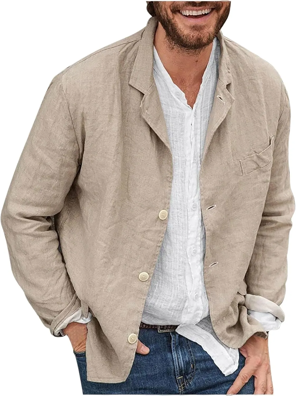 evzosrz Mens Casual Suit Blazer Jackets Slim Fit Lightweight Tailored Blazer Linen Cotton Blazer Jackets Fall Sports Coats