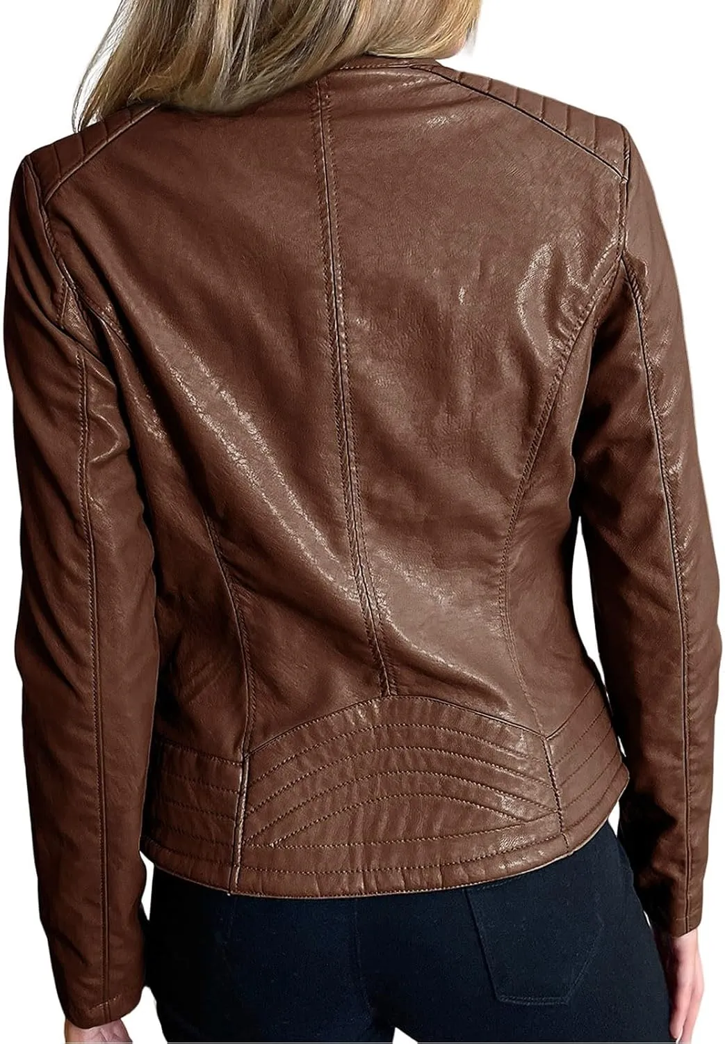 Faux Leather Jackets for Women 2024 Winter Zip Up Motorcycle Short Petite Coats PU Moto Biker Outwear Fitted Slim Coat