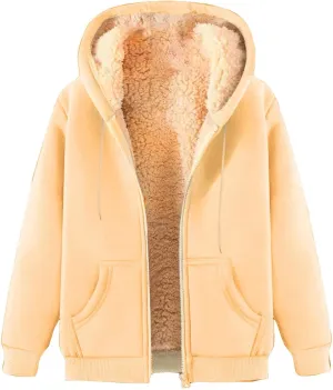 Fleece Jacket Men Fleece Jacket Women Unisex Fall Winter Warm Plush Lined Sherpa Cardigan Casual Long Sleeve Hoodies