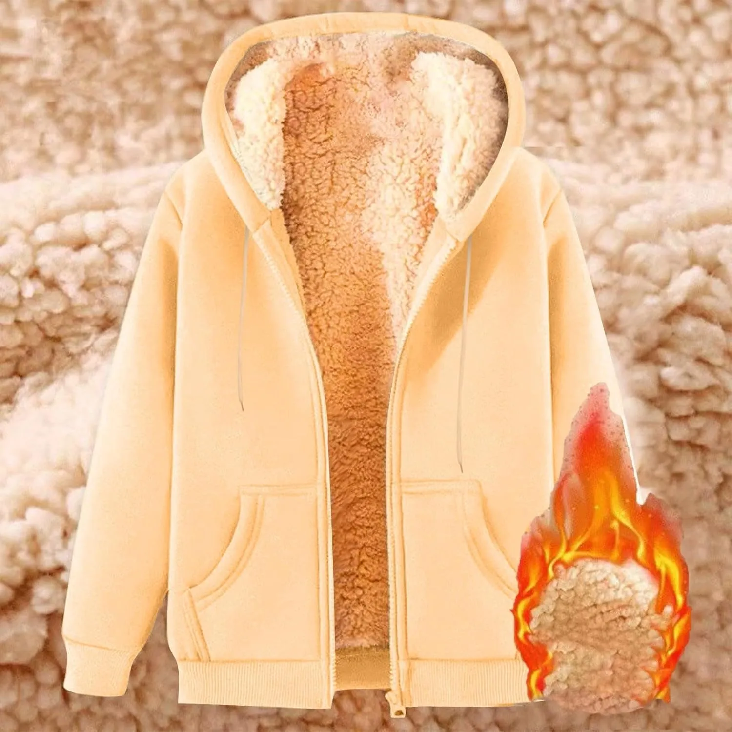 Fleece Jacket Men Fleece Jacket Women Unisex Fall Winter Warm Plush Lined Sherpa Cardigan Casual Long Sleeve Hoodies
