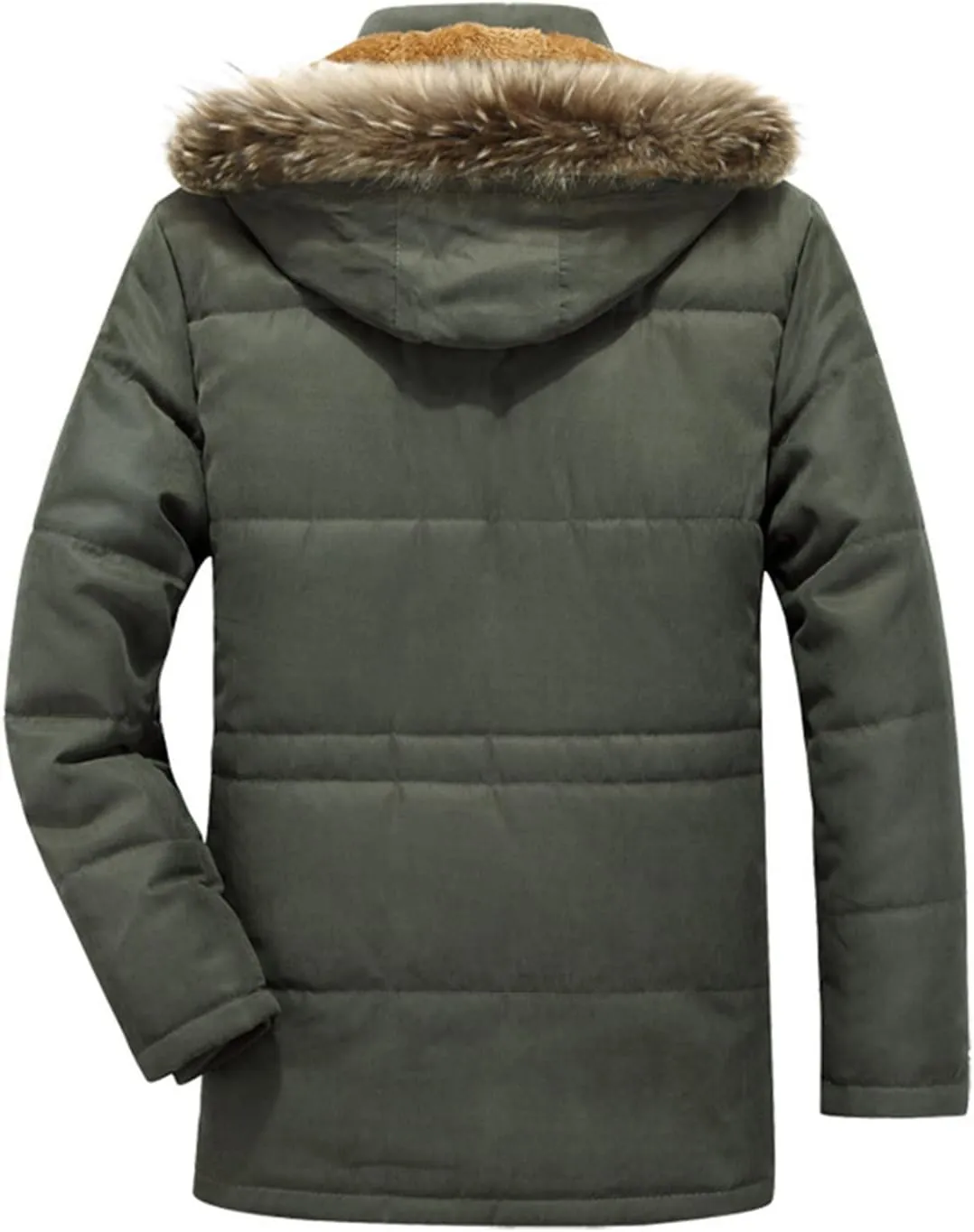 Fleece Lined for Men Solid Fur Collar Full Zip Tactical Military Hunting Jacket with Pockets Winter Warm Outwears