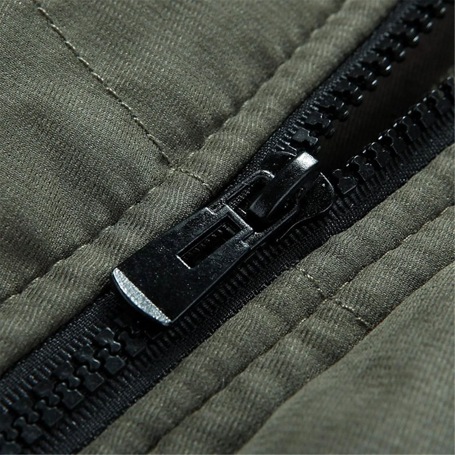 Fleece Lined for Men Solid Fur Collar Full Zip Tactical Military Hunting Jacket with Pockets Winter Warm Outwears