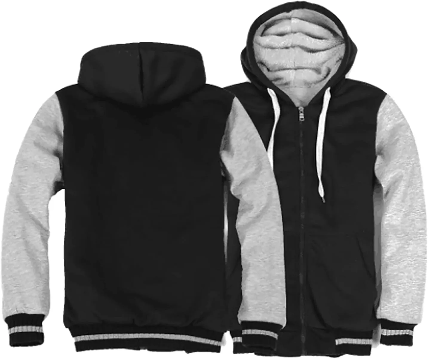 Fleece Lined Hoodie for Men Pullover Winter Workout Fleece Hoodie Jackets Full Zip Wool Warm Thick Coats