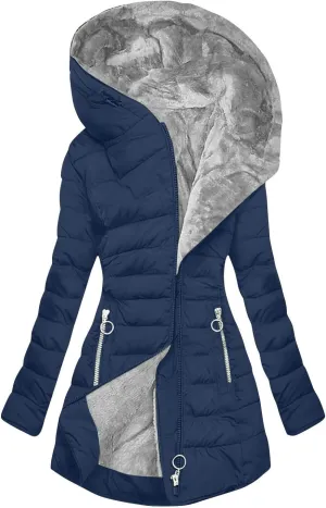 Fuzzy Fleece Jacket for Women with Zipper Pockets Long Sleeve Solid Color Hooded Jackets Open Front Full Zip Up Coat