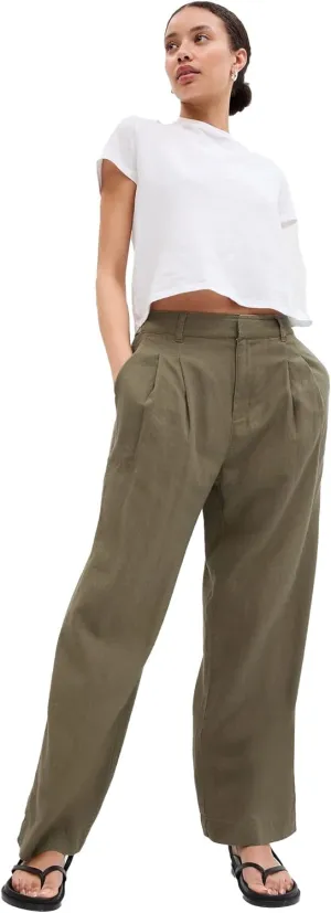 GAP Women's High Rise Linen Wide Leg Pant