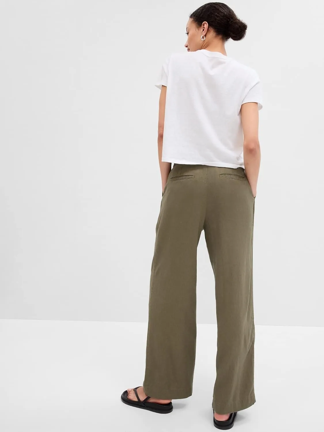 GAP Women's High Rise Linen Wide Leg Pant