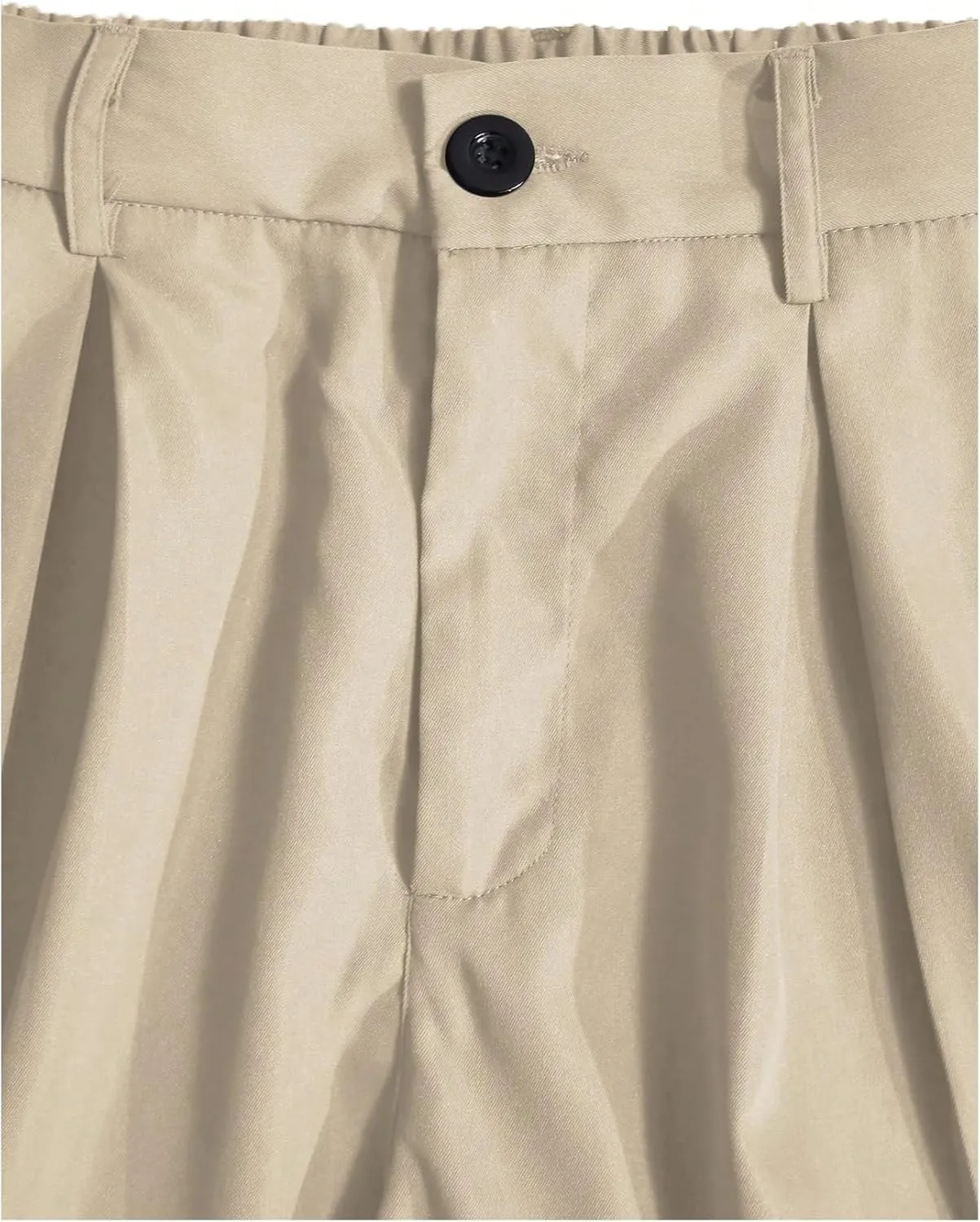 GORGLITTER Men's Pleated Wide Leg Pants Straight High Waisted Work Pants Trousers with Pocket