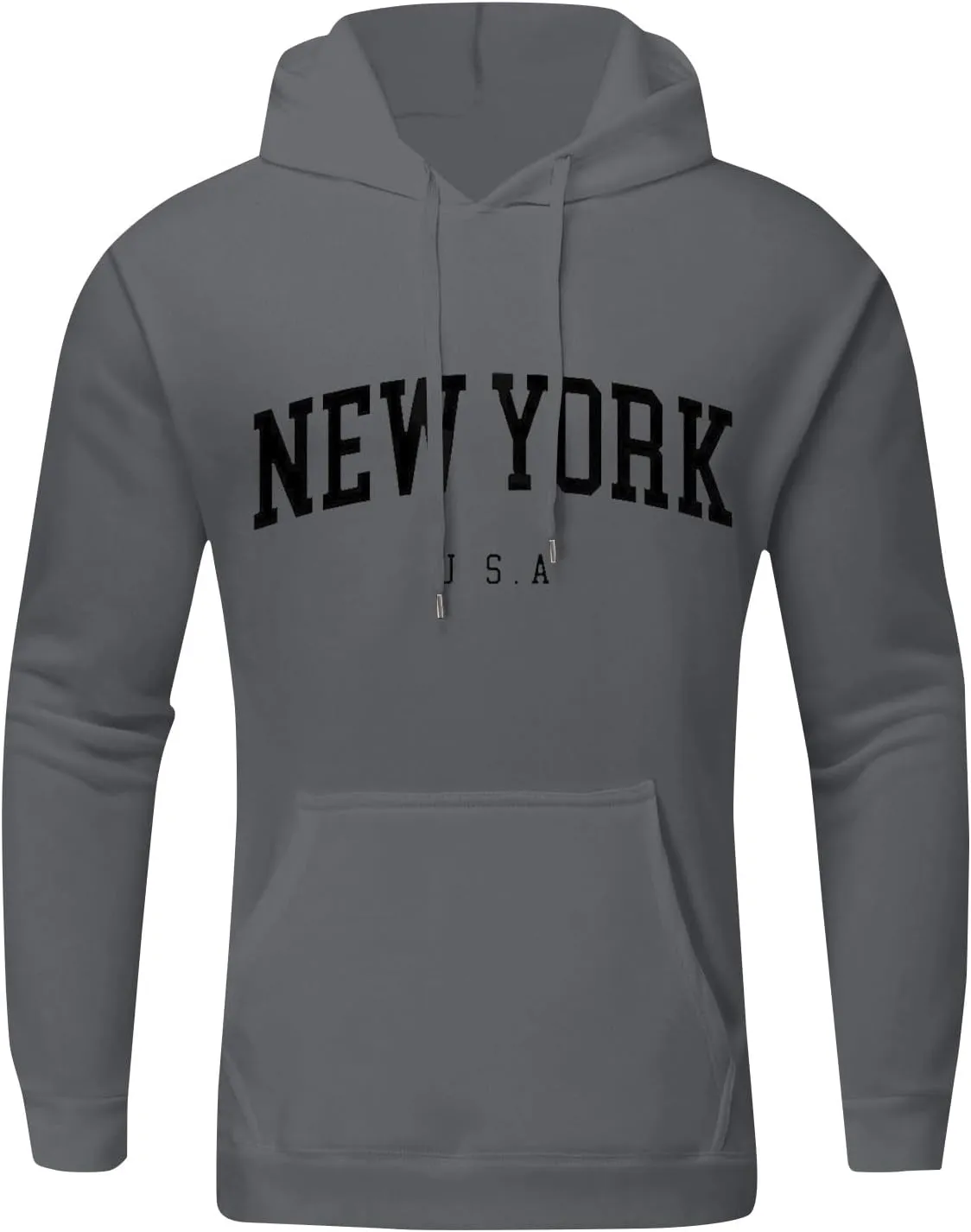 Graphic Hoodies for Men Letter Print Hoodies New York Country Sweatshirt Solid Long Sleeve Y2K Hoodie